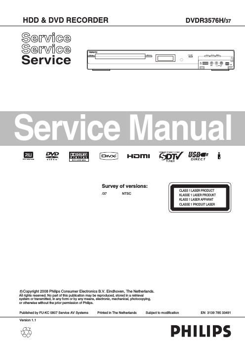 philips dvdr 3576 h service manual