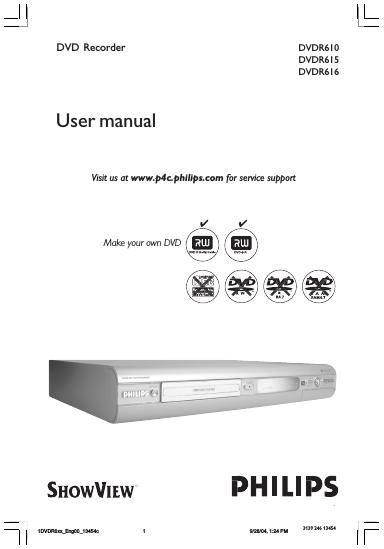 philips dvdr 610 owners manual