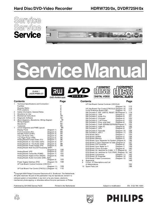 philips dvdr 725 h service manual