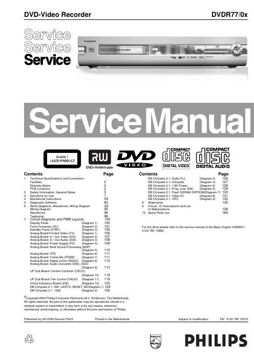philips dvdr 77 service manual