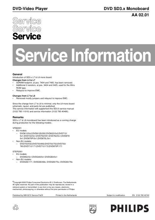 philips dvdsd 3 service manual