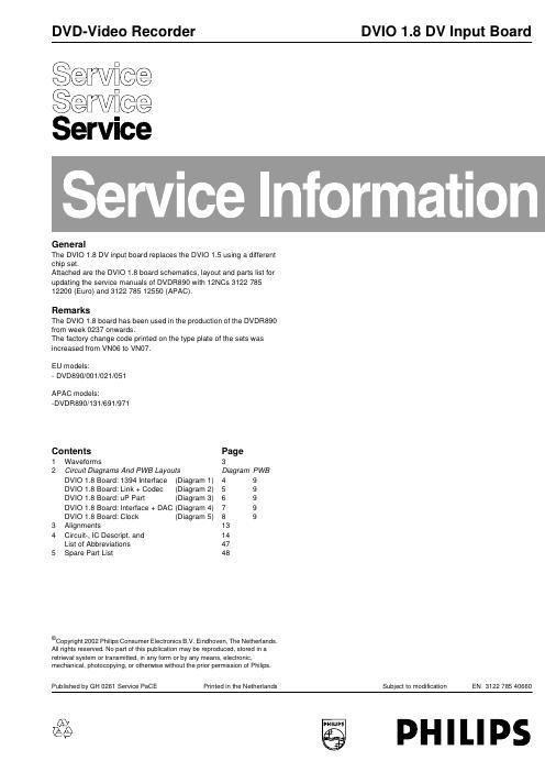 philips dvio 1 8 dv service manual