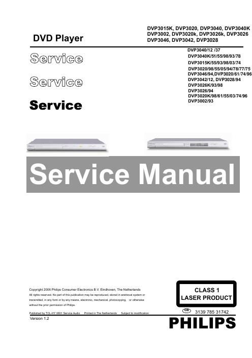 philips dvp 3002 service manual