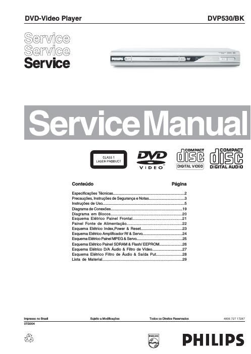 philips dvp 530 bk service manual