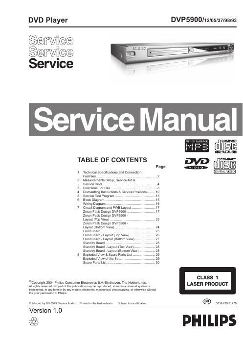 philips dvp 5900 service manual
