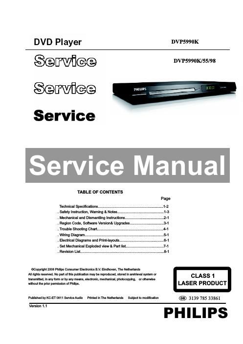 philips dvp 5990 k service manual