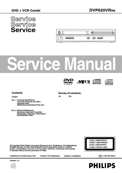 philips dvp 620 vr service manual