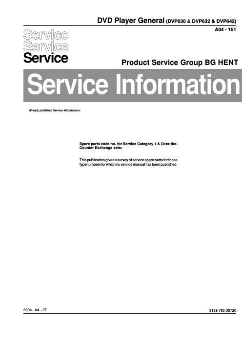 philips dvp 632 service manual