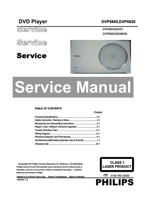 philips dvp 6600 service manual