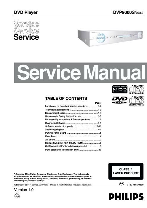 philips dvp 9000 s service manual