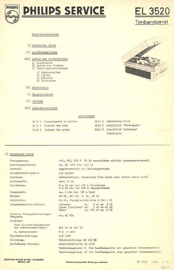 philips el 3520 service manual