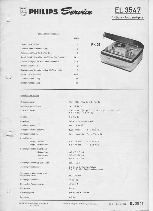 philips el 3547 service manual