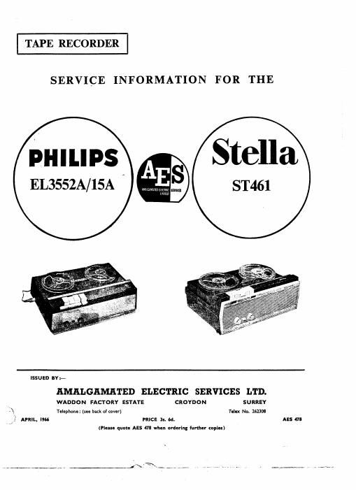philips el 3552 a service manual