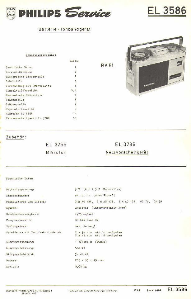 philips el 3586 service manual