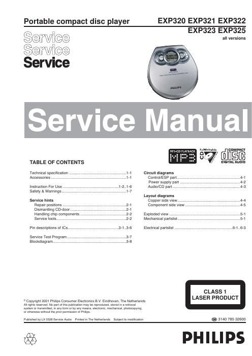philips exp 320 321 322 323 325 service manual
