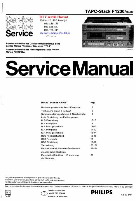 philips f 1230 service manual