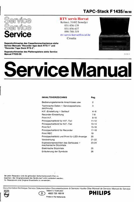 philips f 1435 service manual
