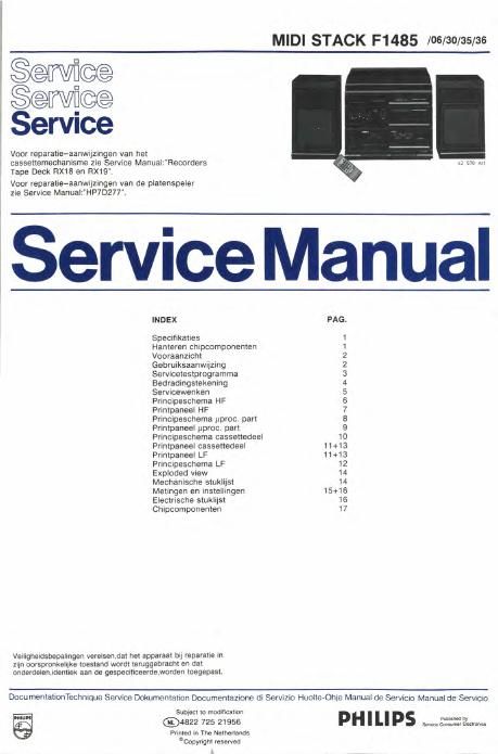 philips f 1485 service manual