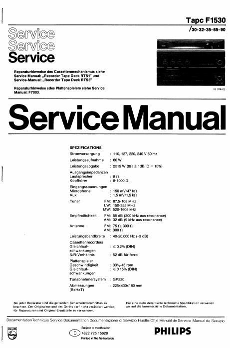 philips f 1530 service manual