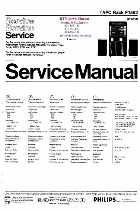 philips f 1552 service manual