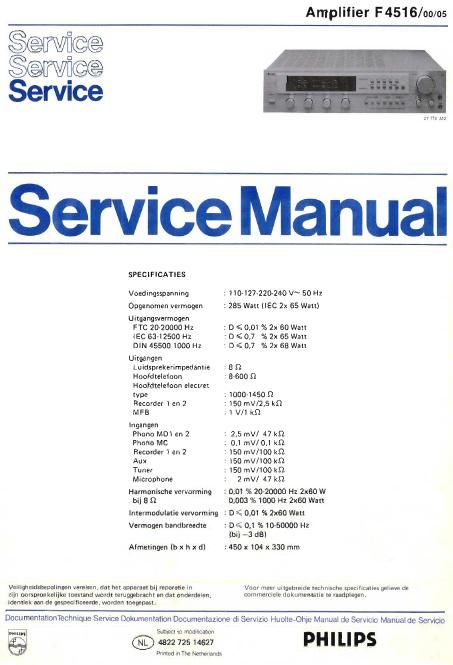 philips f 4516 service manual