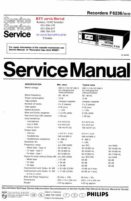 philips f 6236 service manual