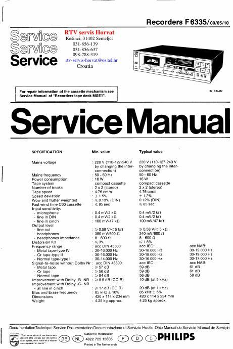 philips f 6335 service manual