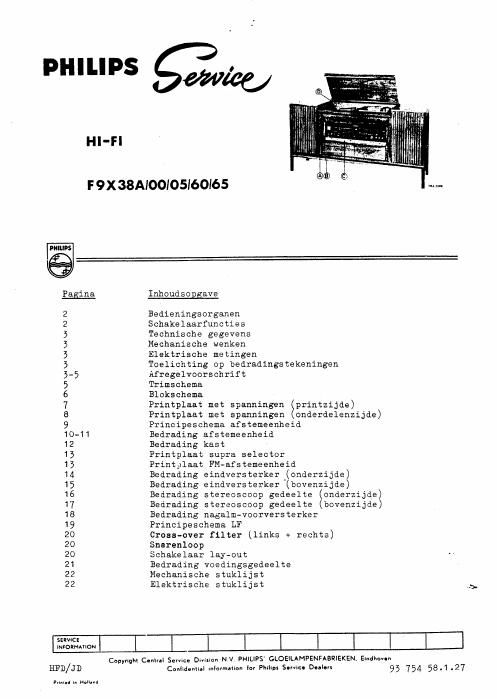 philips f 9 x 38 a service manual