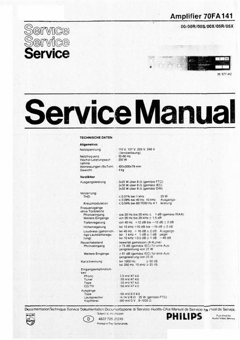 philips fa 141 service manual