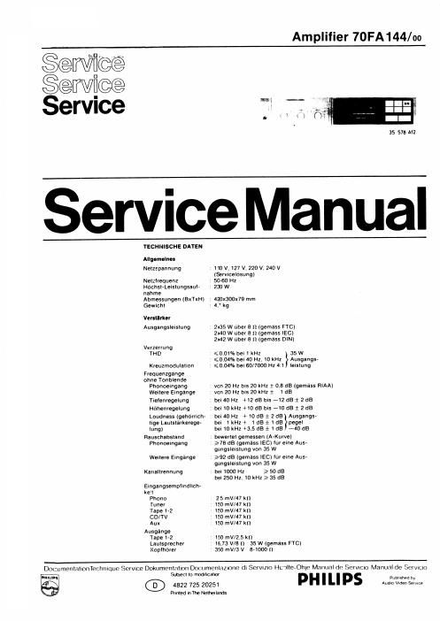 philips fa 144 service manual
