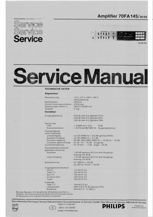 philips fa 145 service manual