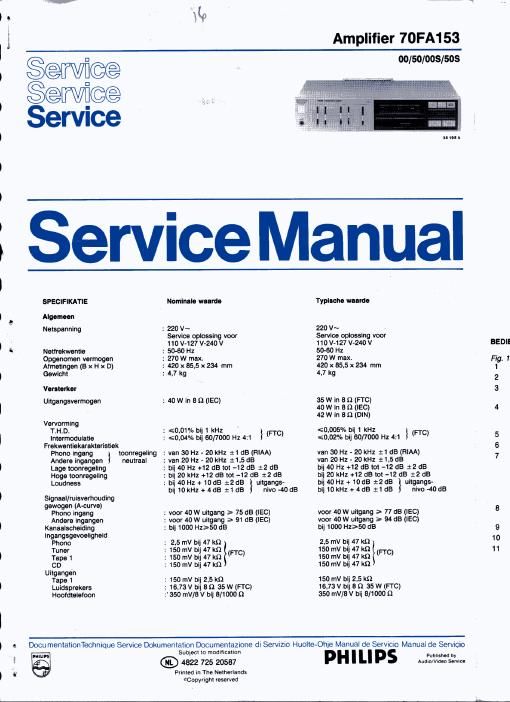 philips fa 153 service manual