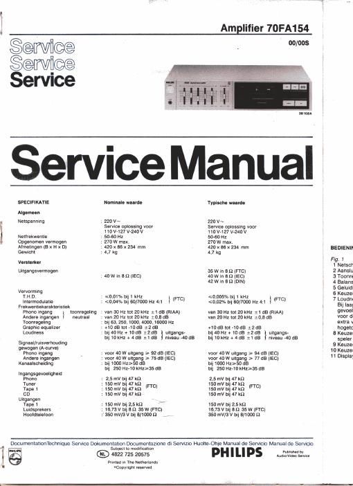 philips fa 154 service manual