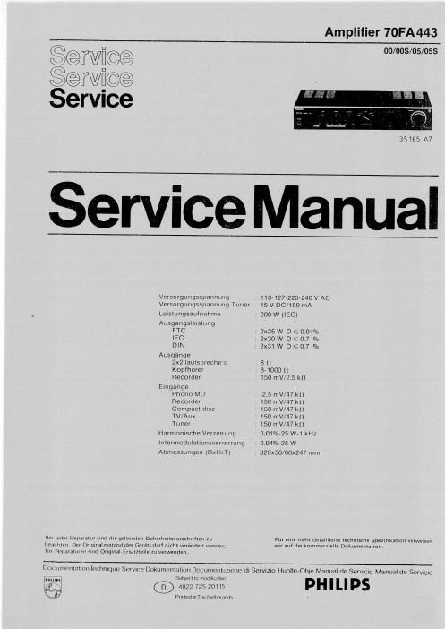 philips fa 443 service manual