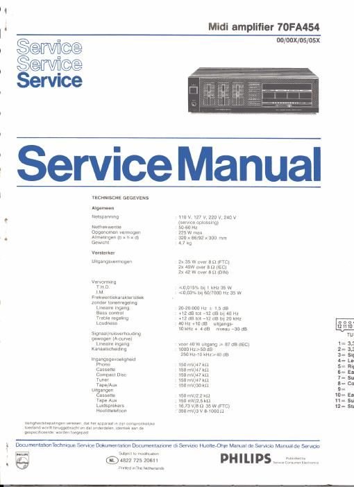 philips fa 454 service manual