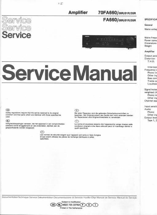 philips fa 660 service manual