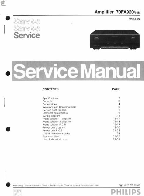 philips fa 920 service manual