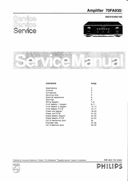 philips fa 930 service manual