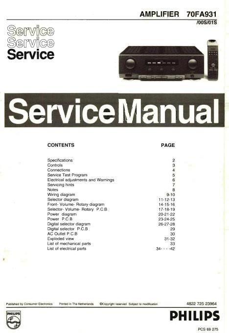 philips fa 931 service manual