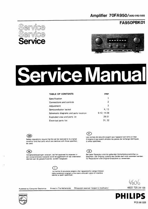 philips fa 950 service manual