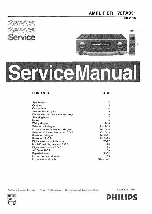 philips fa 951 service manual