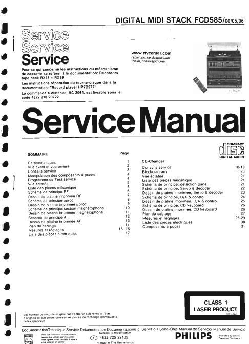 philips fcd 585 service manual
