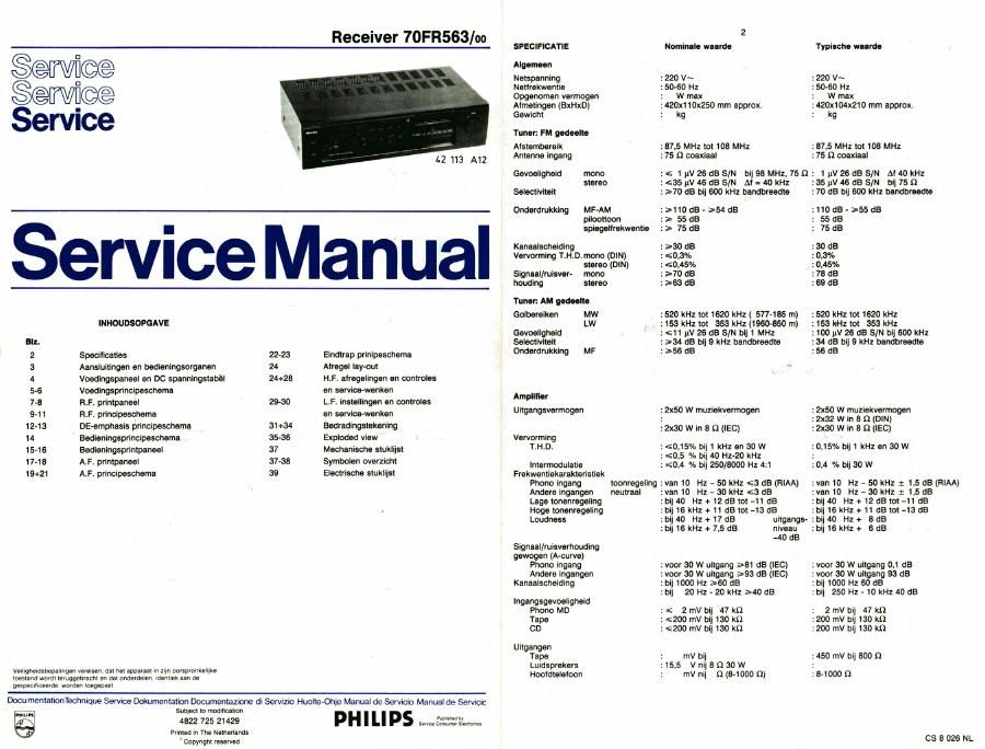 philips fr 563 service manual