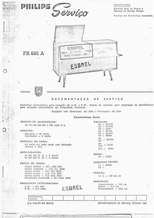 philips fr 680 a schematic