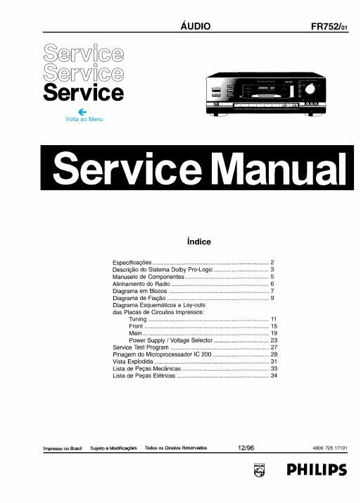 philips fr 752 service manual