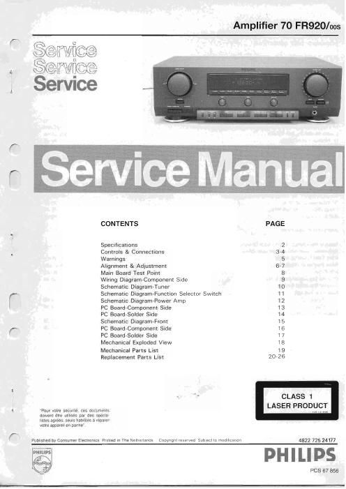 philips fr 920 service manual