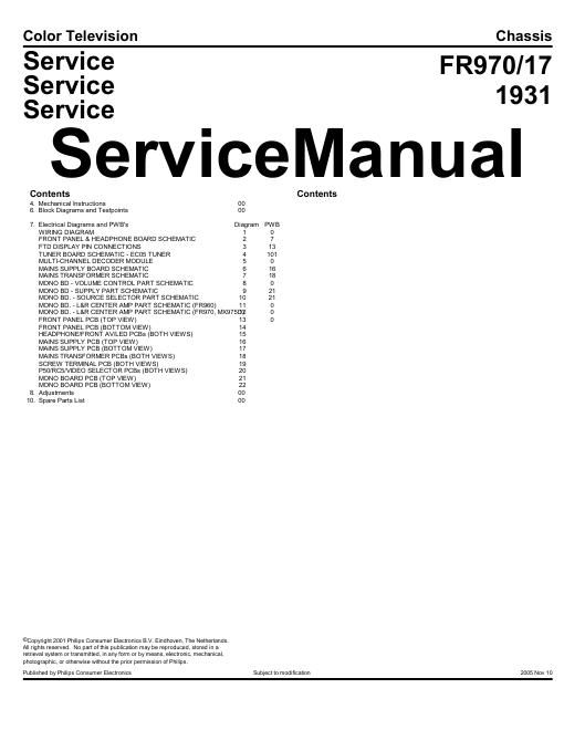 philips fr 970 service manual