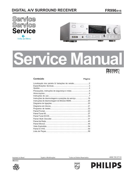 philips fr 996 service manual