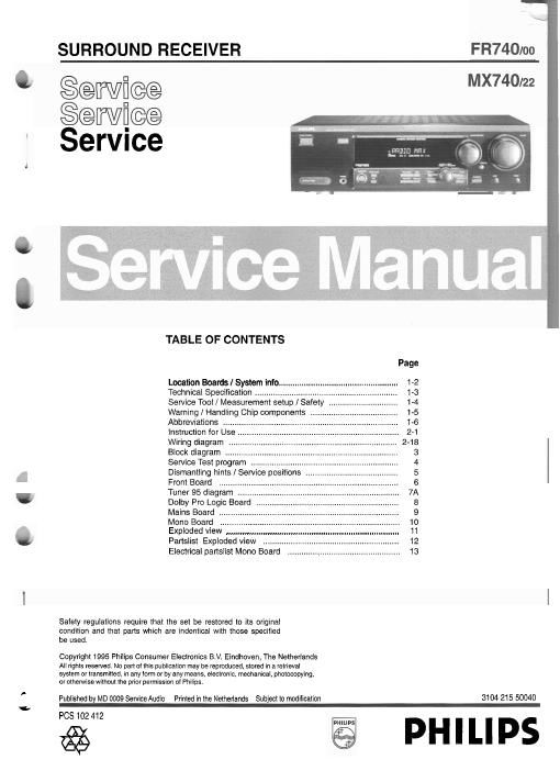 philips fr mx 740 service manual