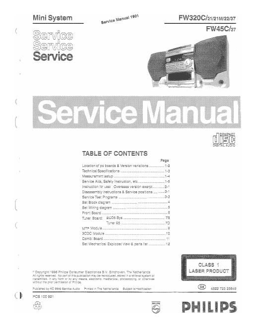 philips fw 320 c fw 45 c service manual